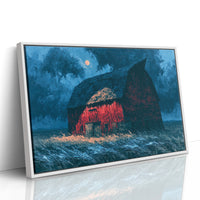 Red Barn Under a Blue Moon