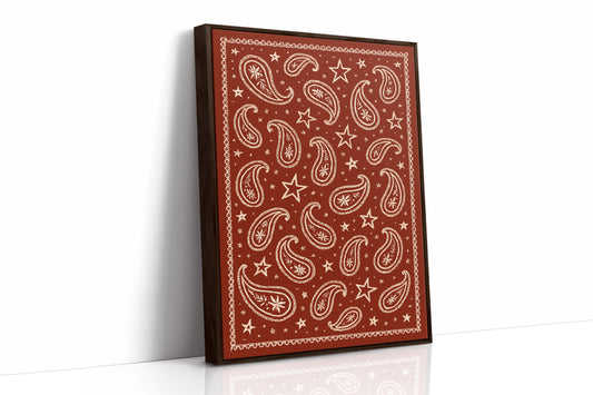 Vintage Red Bandana Star Paisley Print