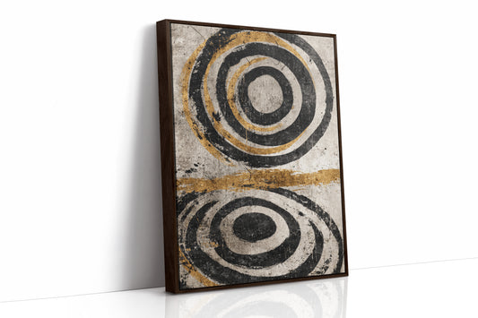Golden Circles on Weathered Canvas