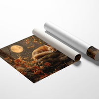 Autumn Fox Dreams Under Moonlight