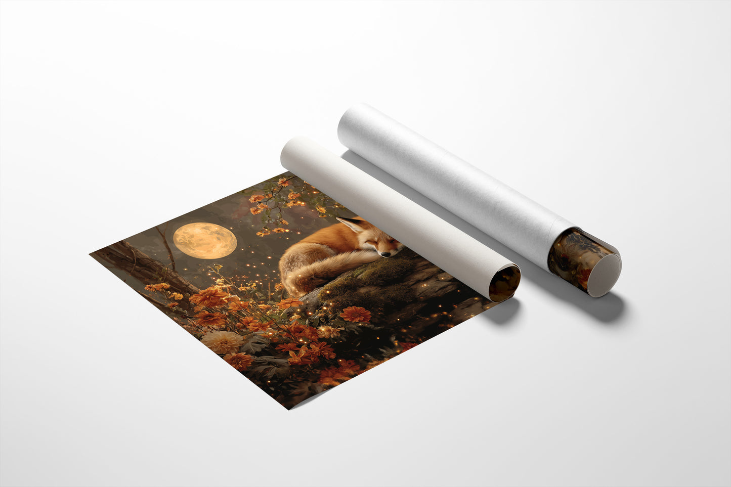 Autumn Fox Dreams Under Moonlight