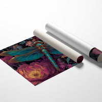 Iridescent Wings Among Midnight Blooms