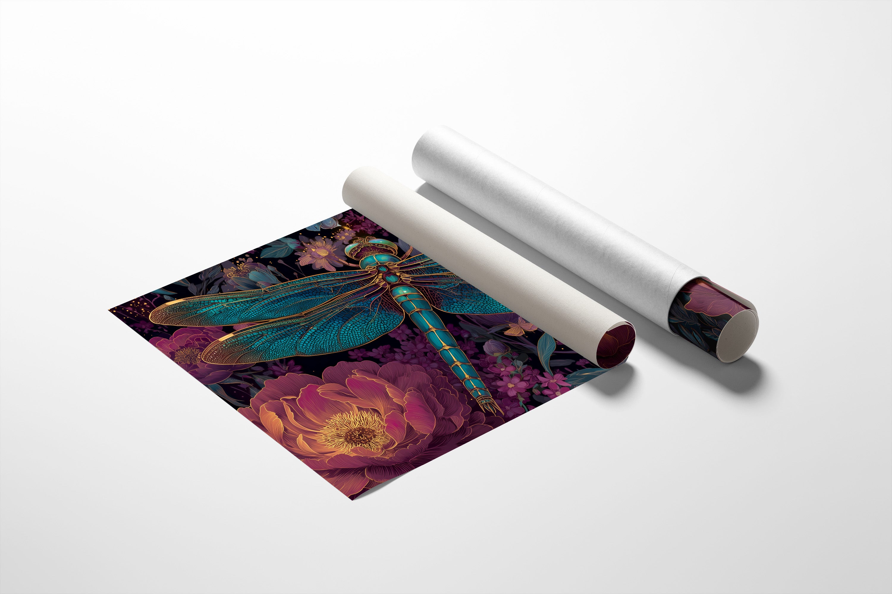 Iridescent Wings Among Midnight Blooms