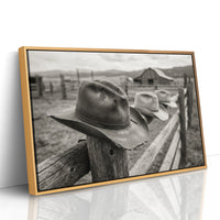 Row of Hats on the Ranch Fence