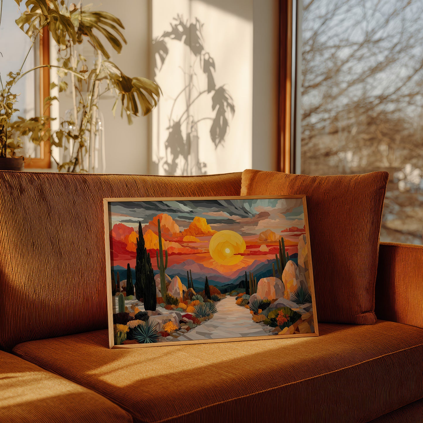 Saguaros Dance Under Fire Skies