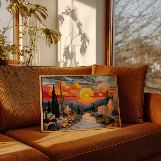 Saguaros Dance Under Fire Skies