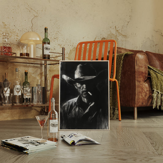 Midnight Cowboy in Charcoal Shadows