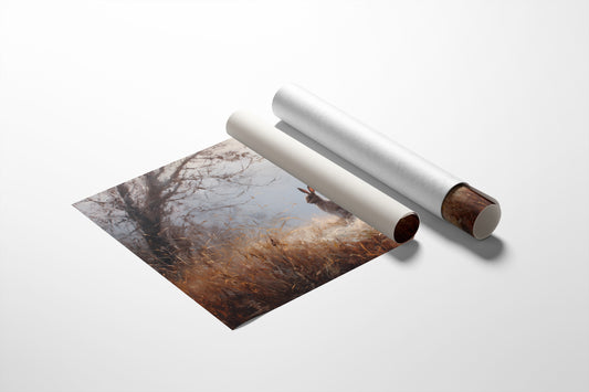 Rabbit Waits In Autumn Mist