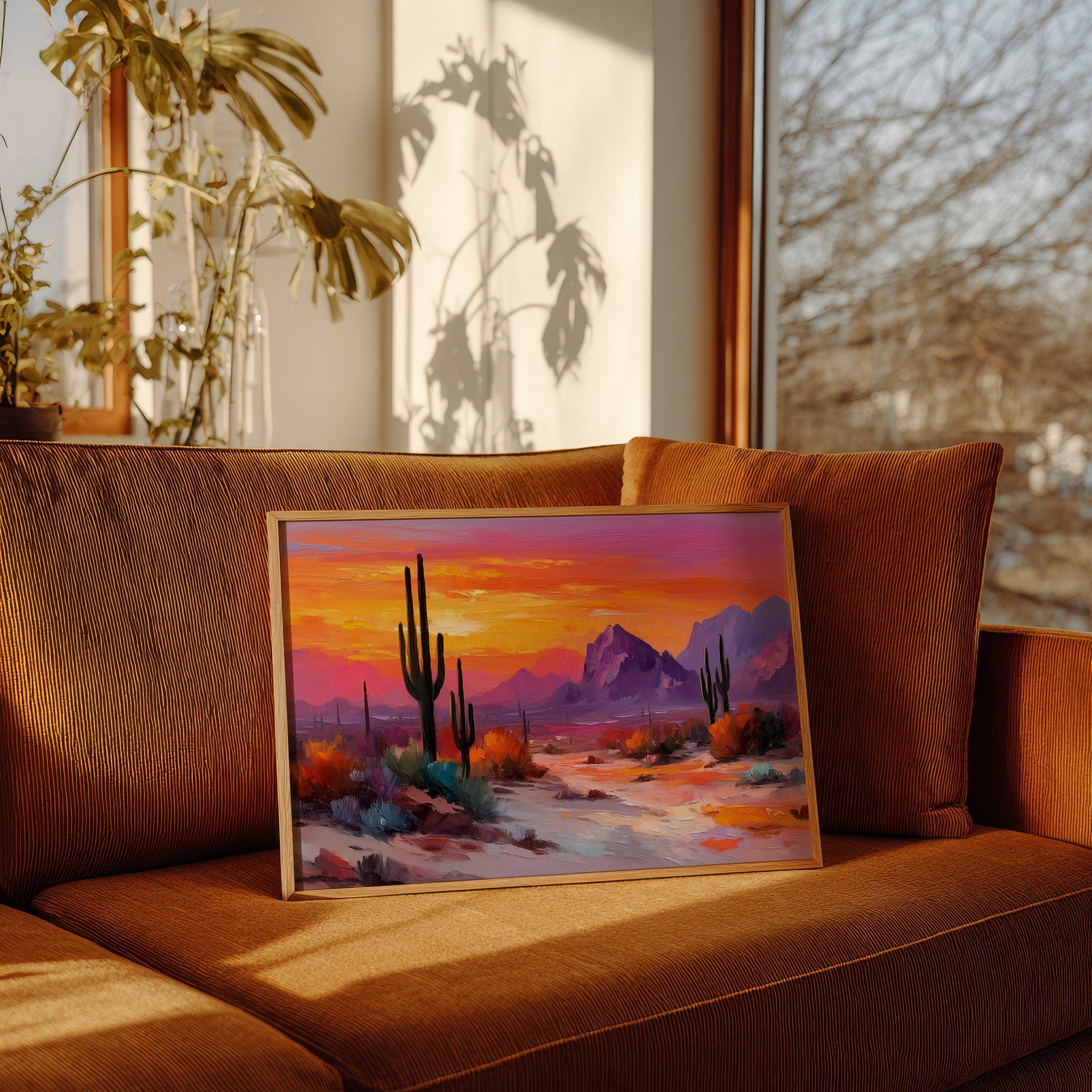 Saguaros Dance In Twilight Fire