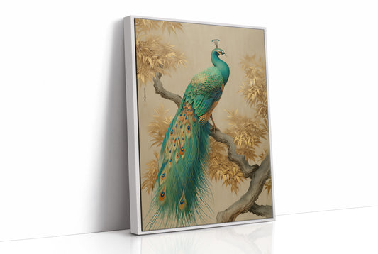 Jade Peacock Among Golden Leaves