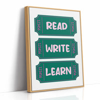 Read Write Learn Ticket Art