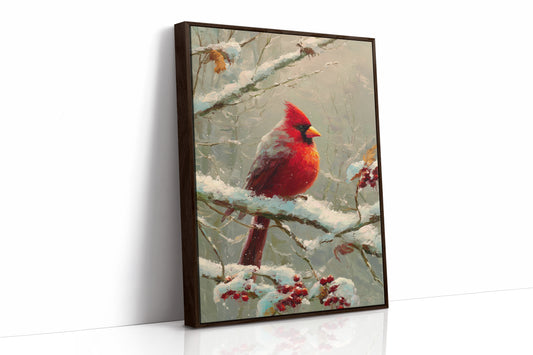 Crimson Among Frosted Branches