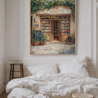 Charming French Bookstore – Vintage European Street Scene Wall Art