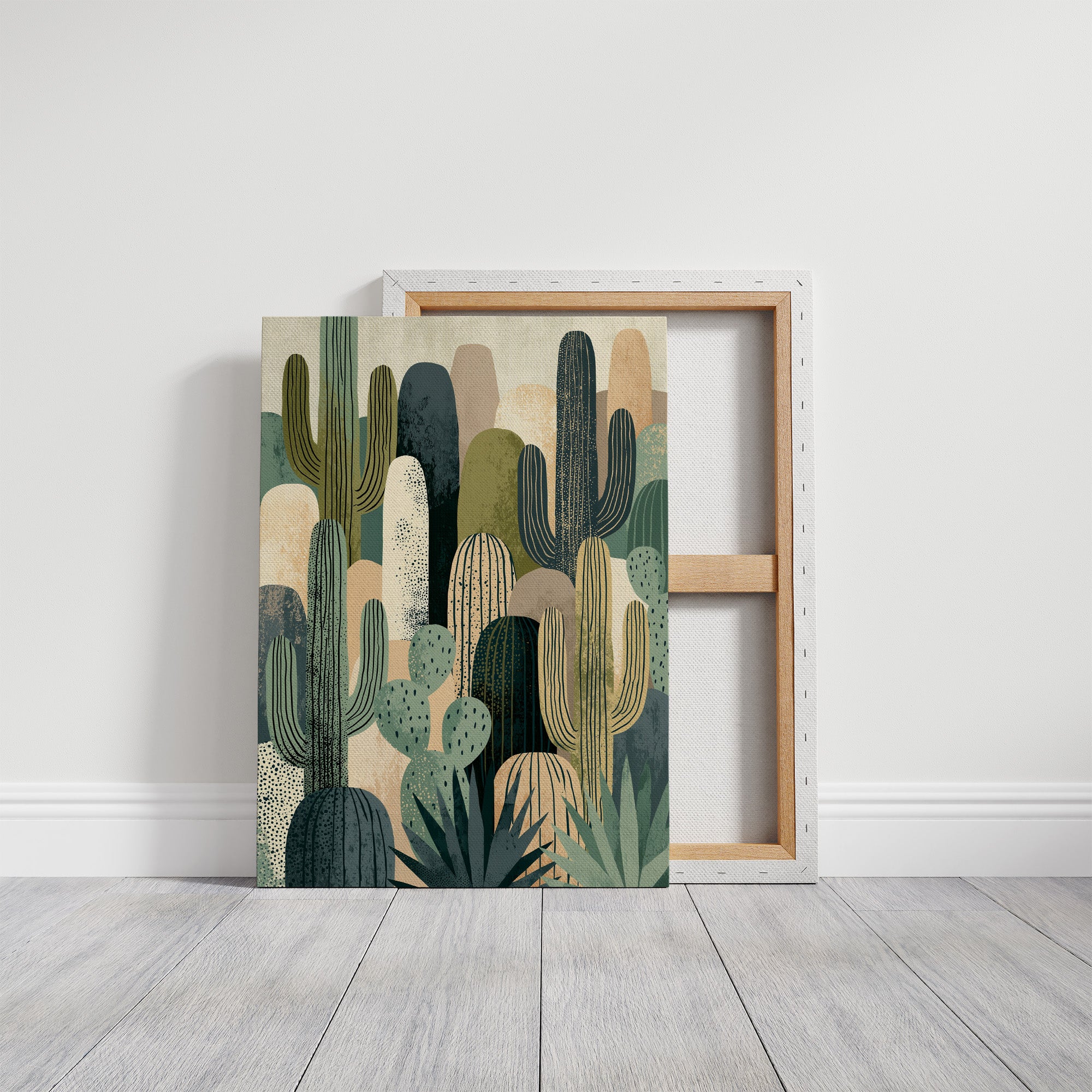 Desert Tapestry: Cactus Collage in Sand & Sage