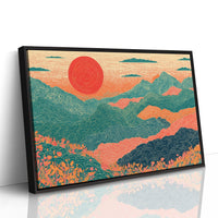 Retro Sunrise Over Ridgelines