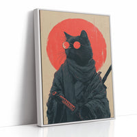 Samurai Cat Guards Red Moon Rising