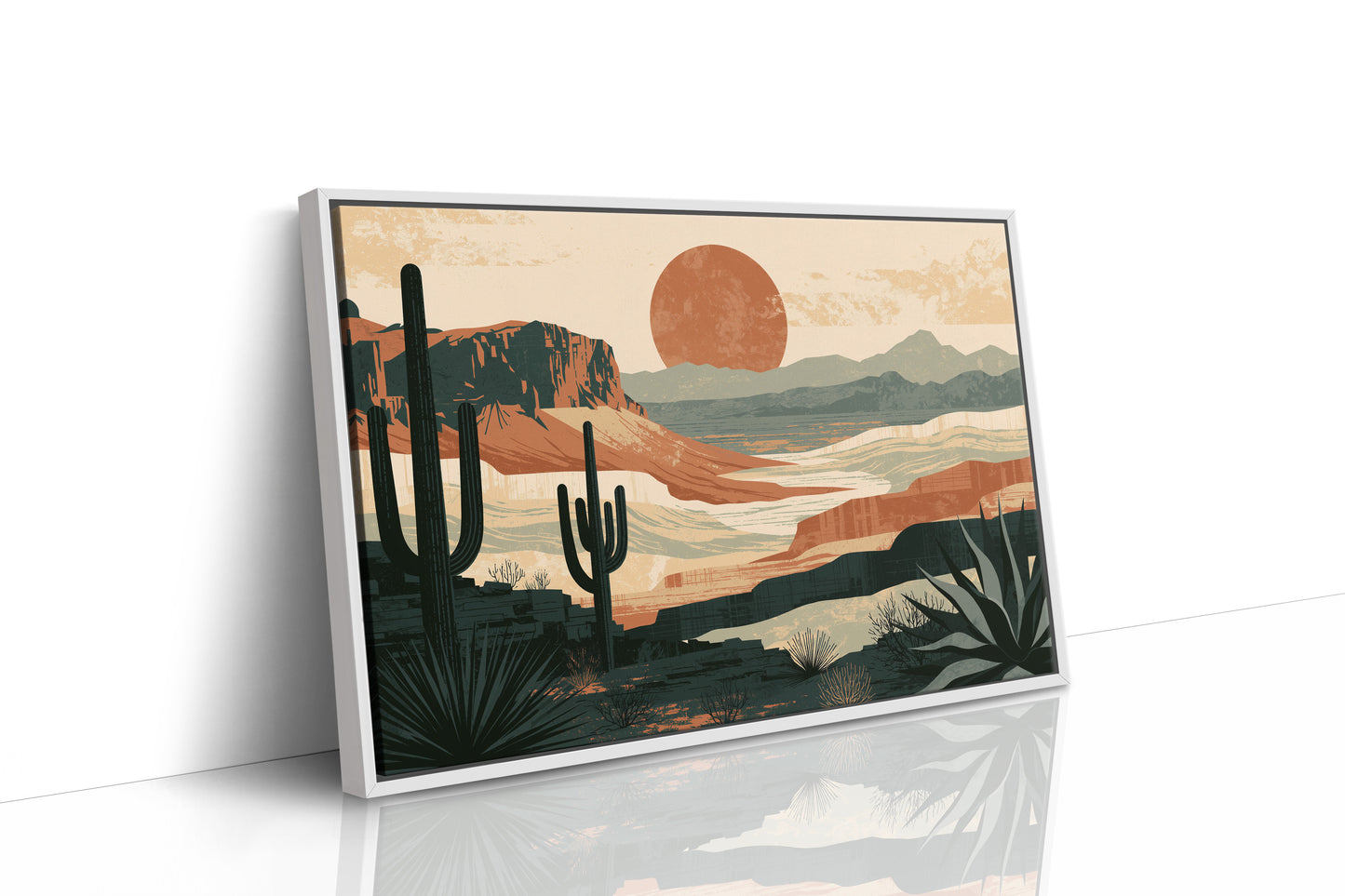 Retro Sun Over Saguaro Country