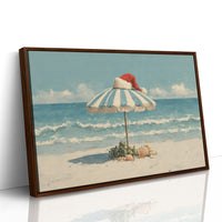 Santa Hat on Beach Umbrella