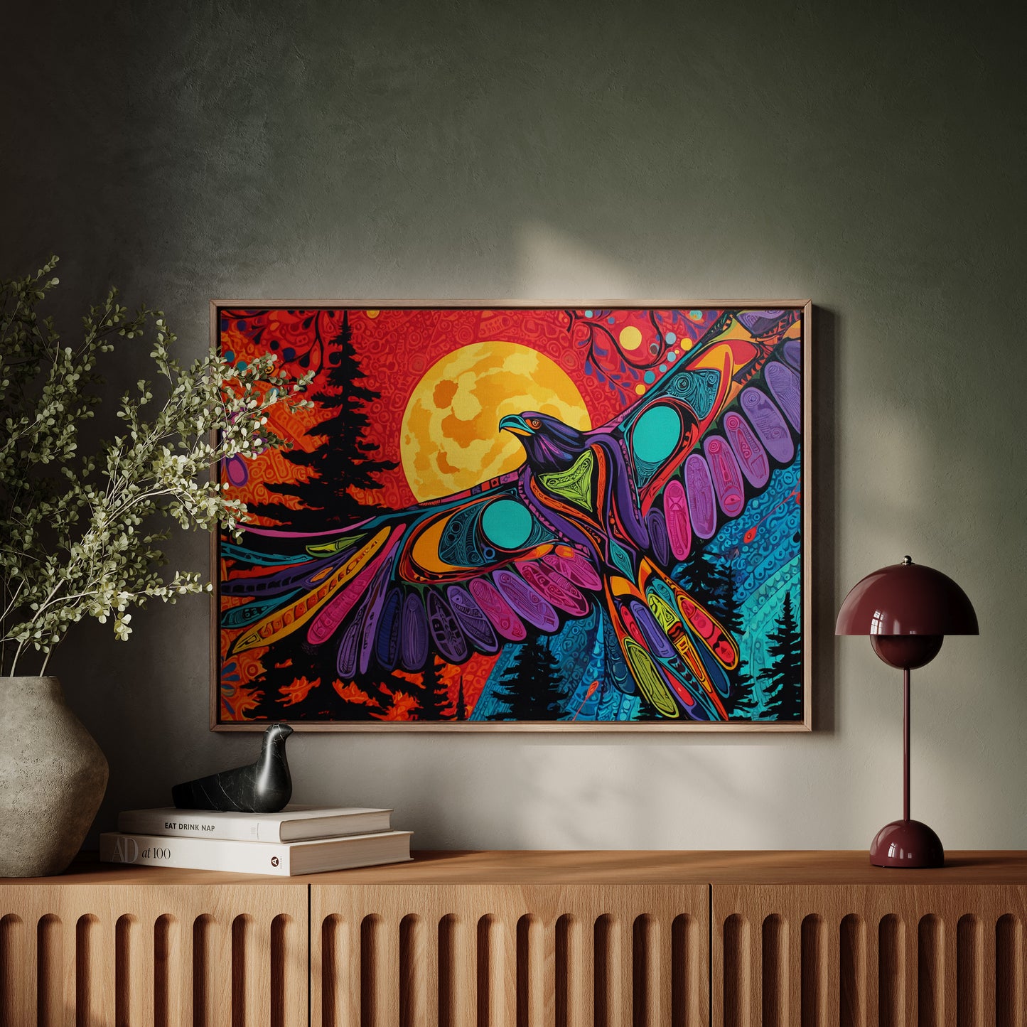 Moonlit Raven Paints Sacred Skies