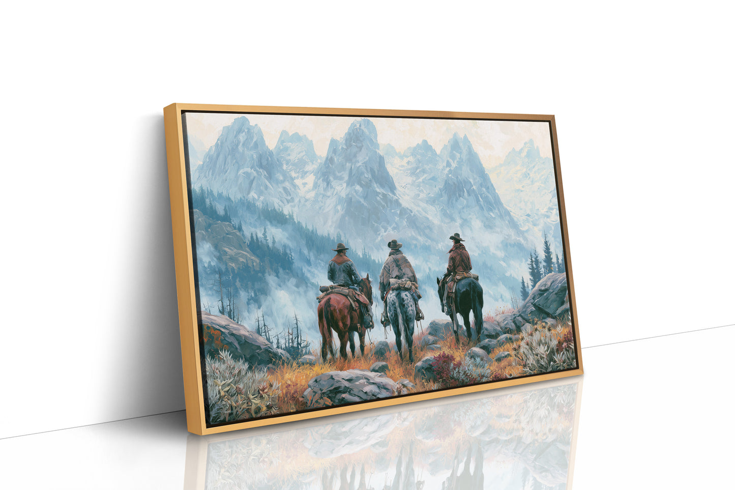 Three Riders Facing the Peaks