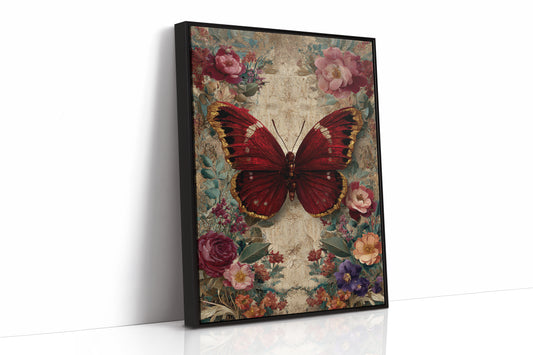 Crimson Wings Among Blossoms