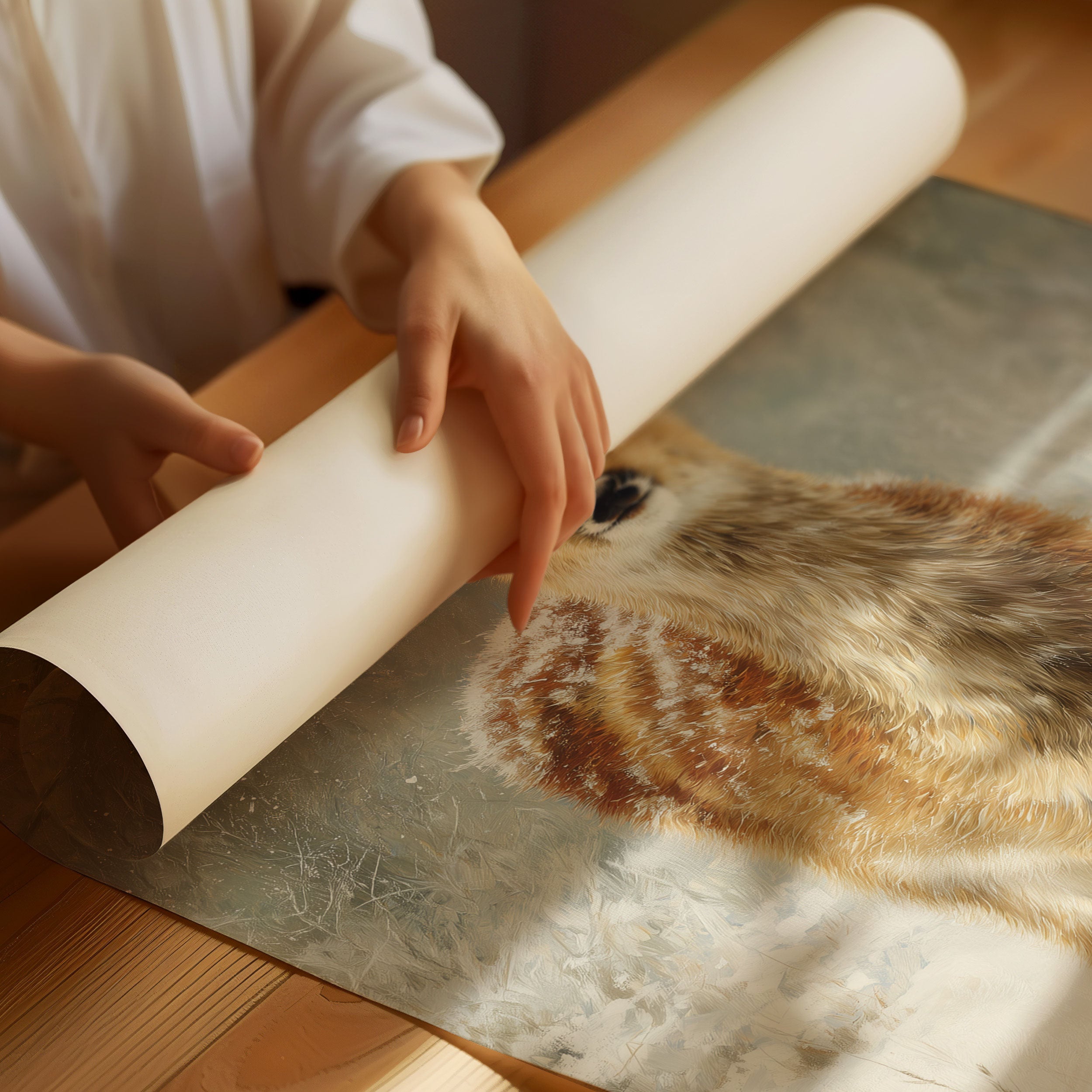 December Fawn Meets Morning Snow