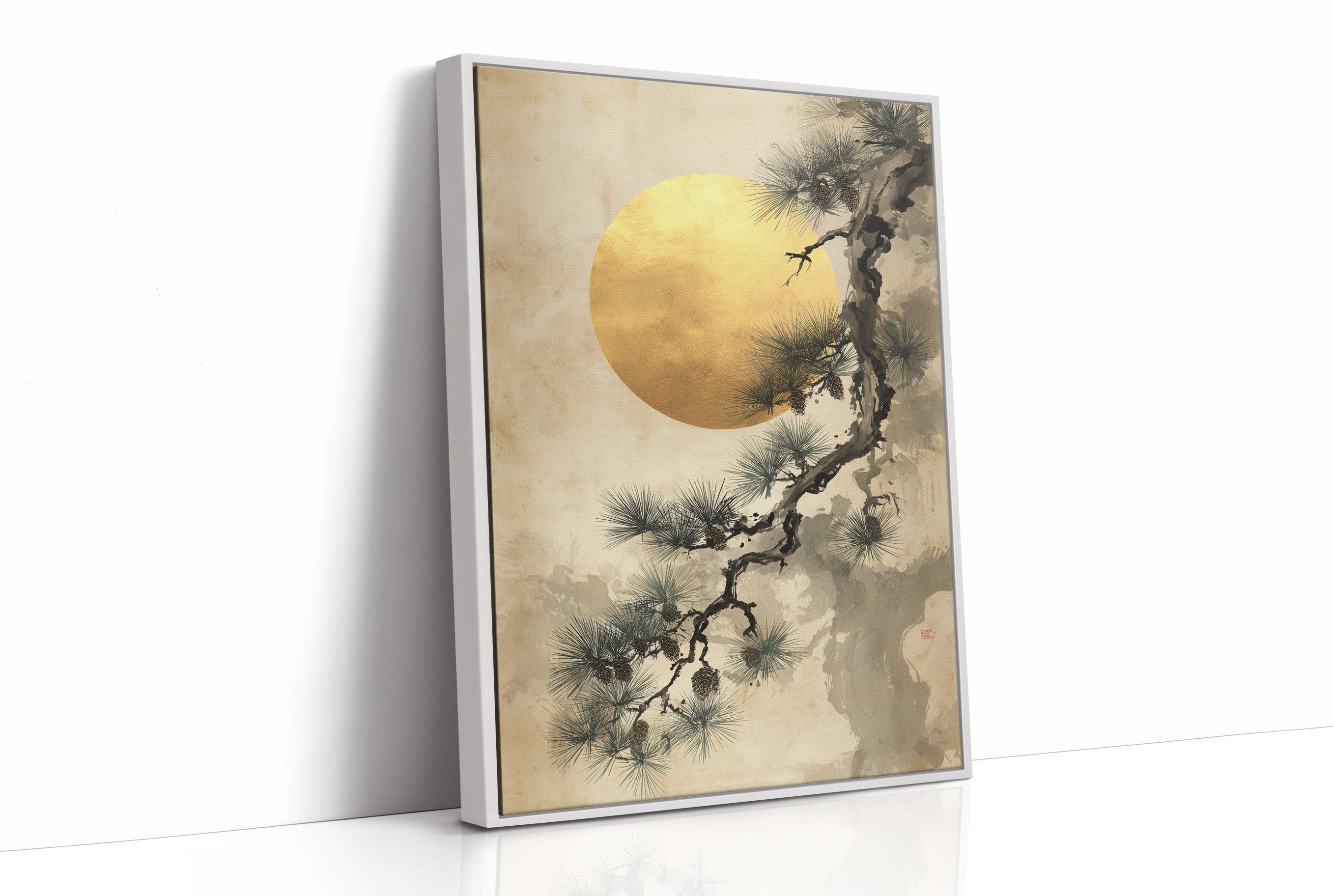 Pine Branches Dance With Golden Moon