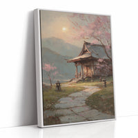 Cherry Blossoms Guard Ancient Temple Path