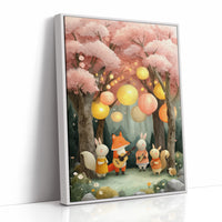 Forest Friends Play Under Cherry Blossoms
