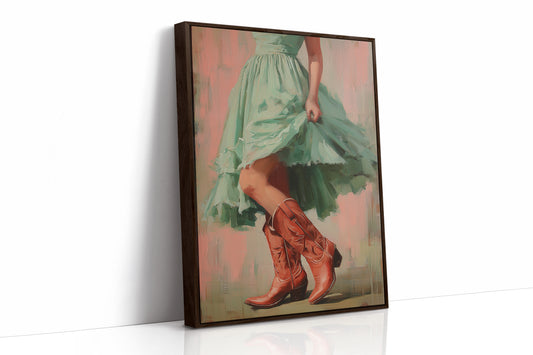 Red Boots Lifting the Hem