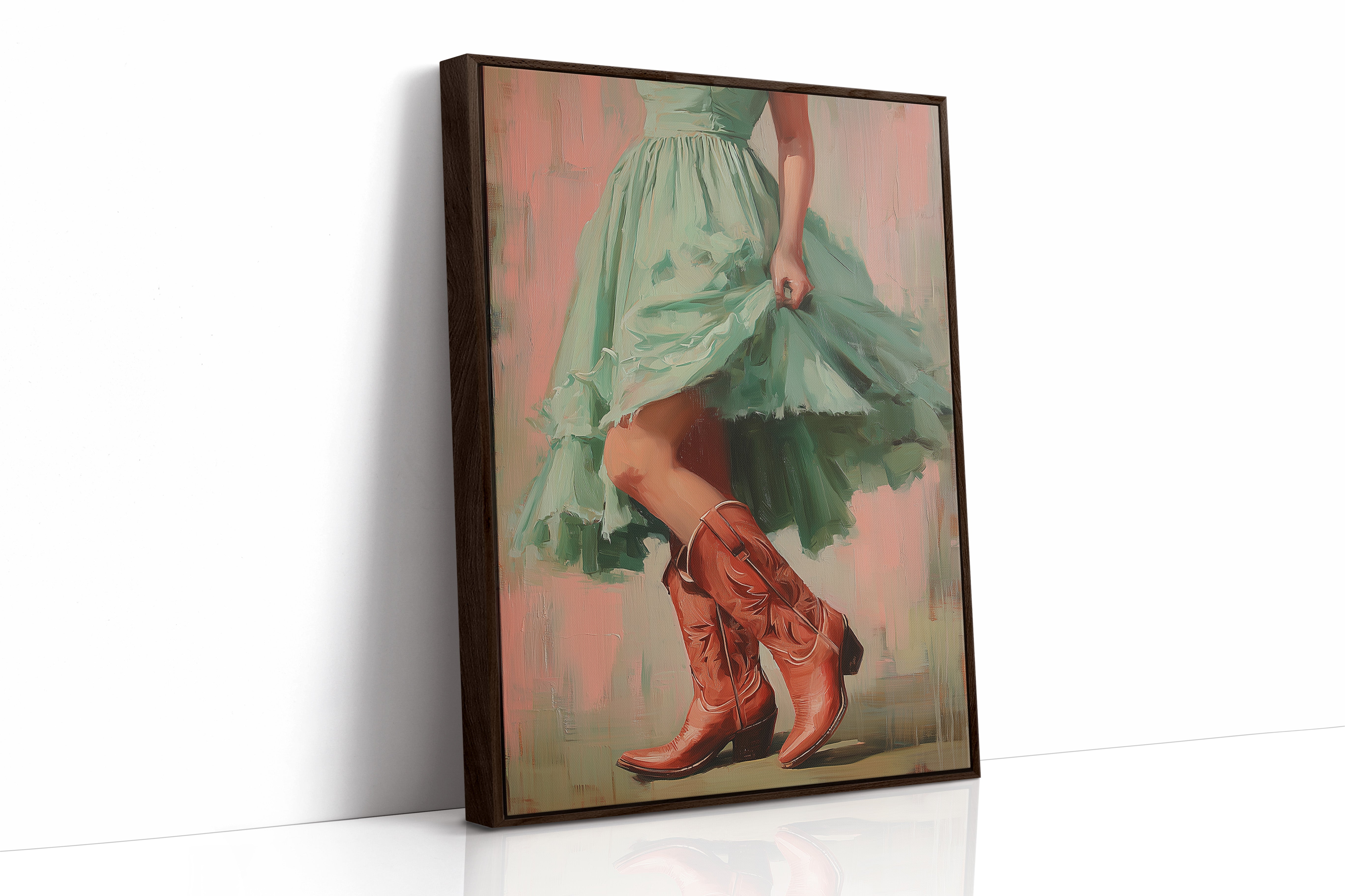 Red Boots Lifting the Hem