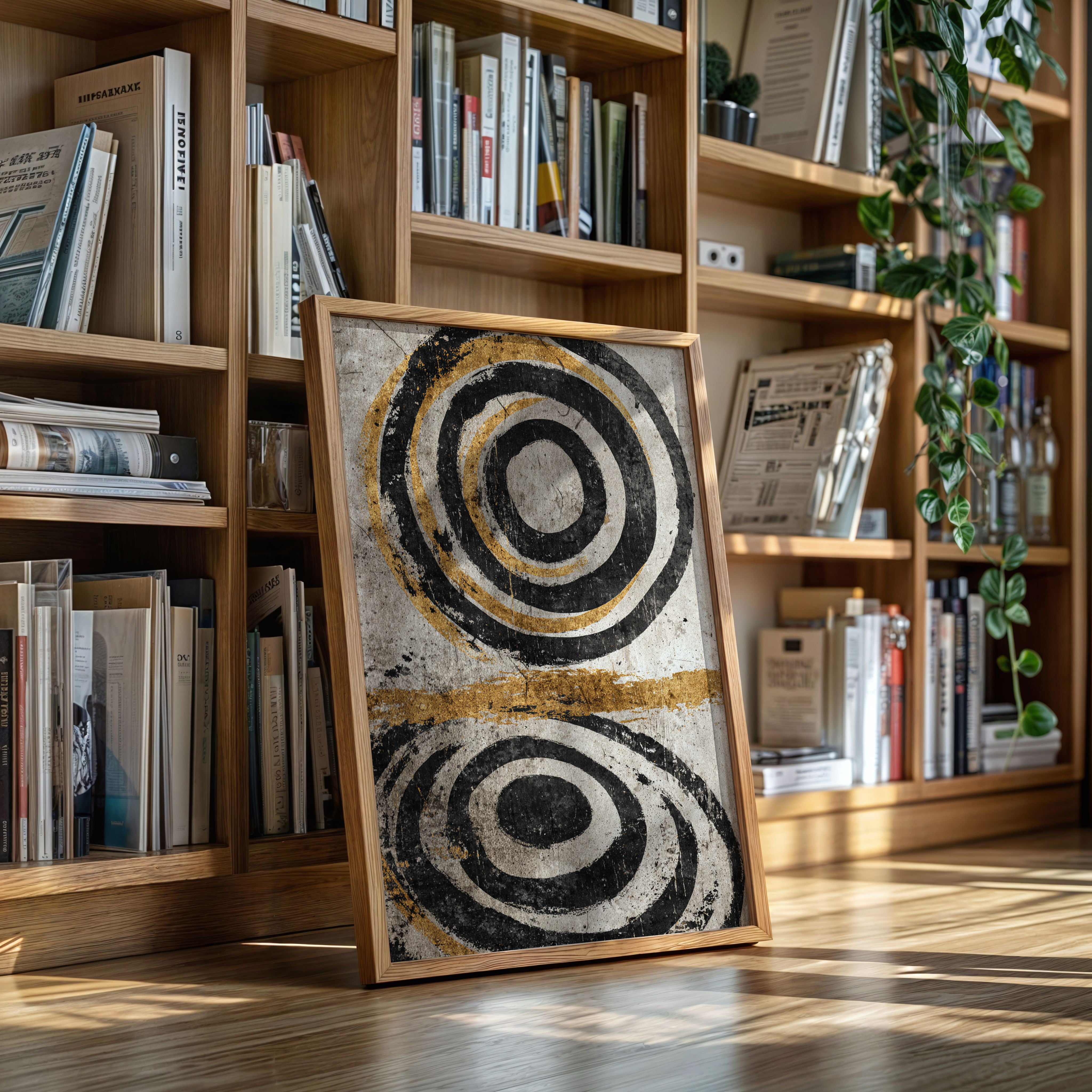 Golden Circles on Weathered Canvas