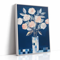 Silver Petals On Midnight Blue