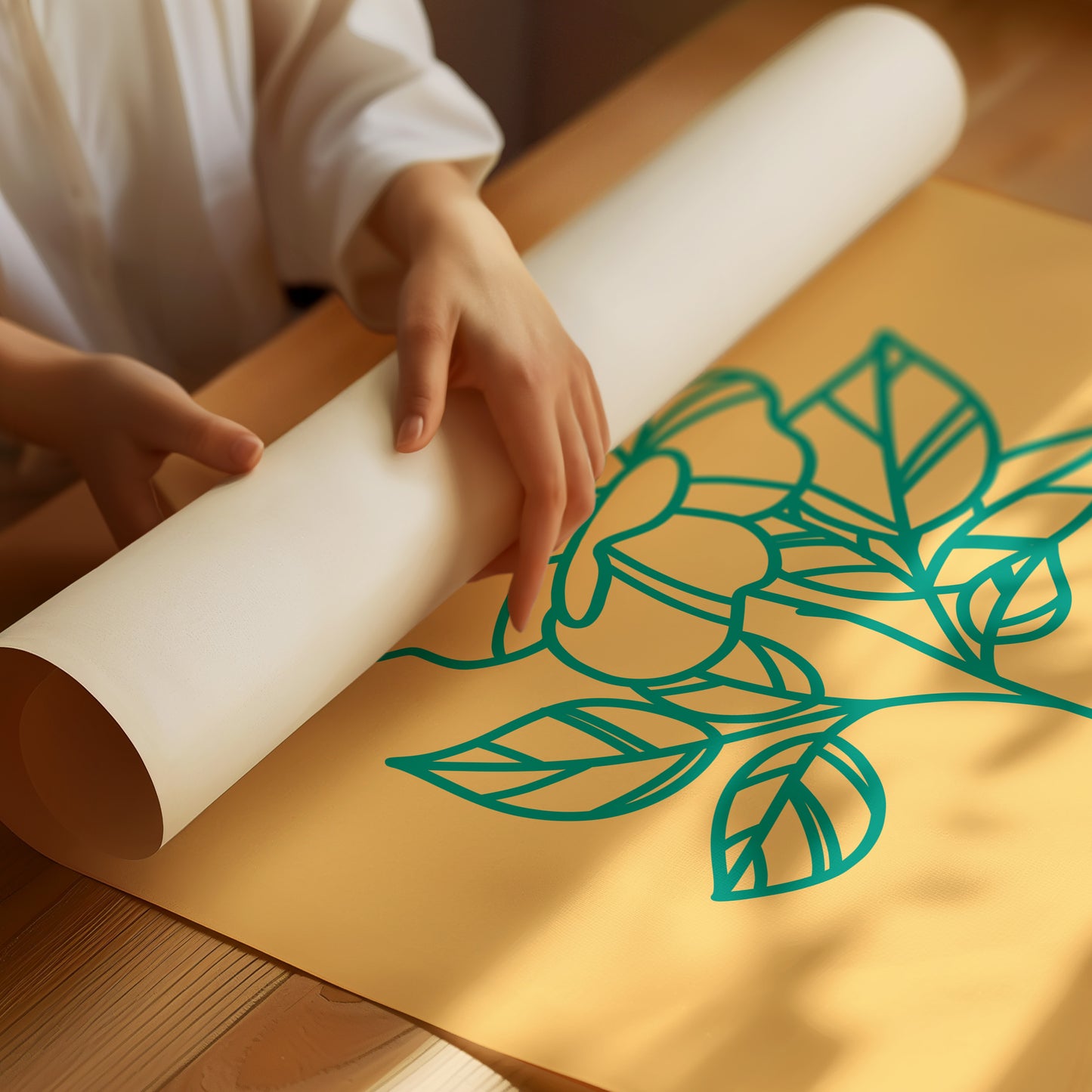 Turquoise Petals Dance Through Amber