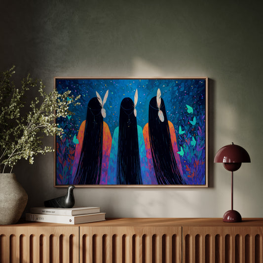 Moonlit Sisters Dance With Butterflies