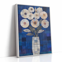 Moonlit Daisies In Checkered Vase