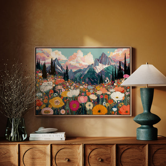 Alpine Meadows Bloom Under Peaks