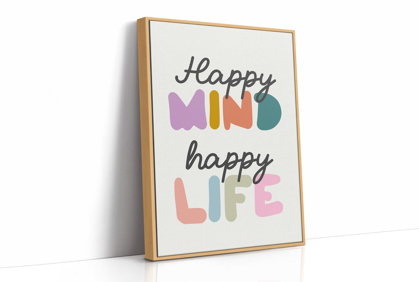 Happy Mind Happy Life Colorful Typography