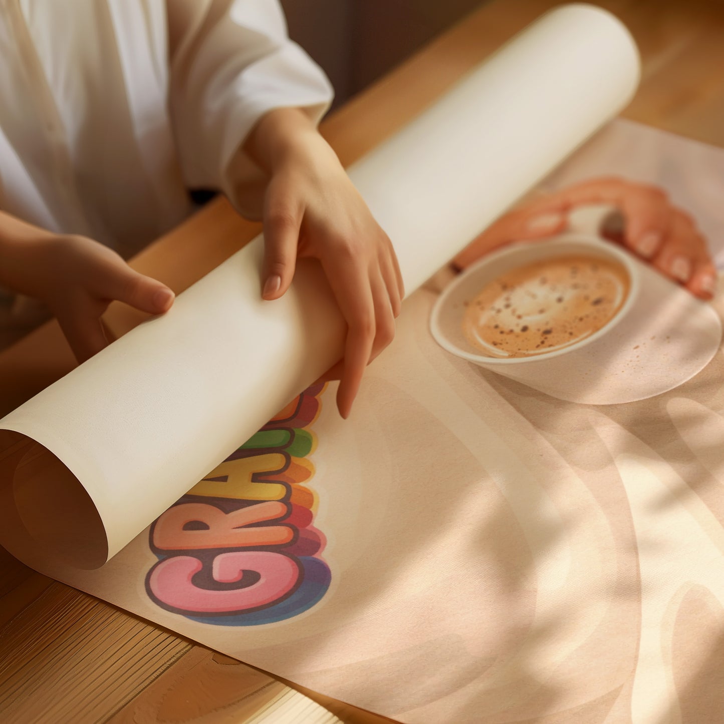 Rainbow Gratitude Embraces Morning Ritual