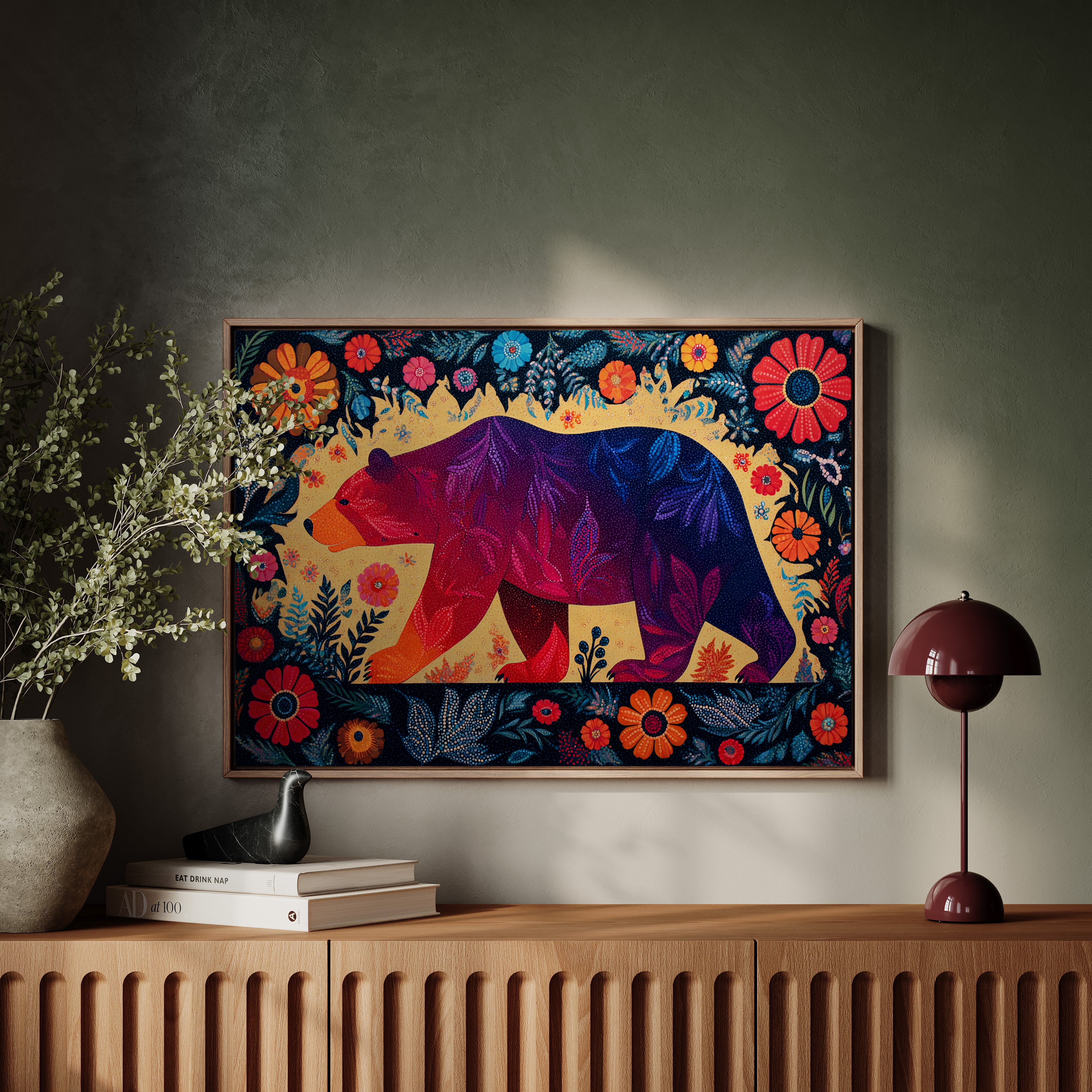 Twilight Bear Among Summer Blooms