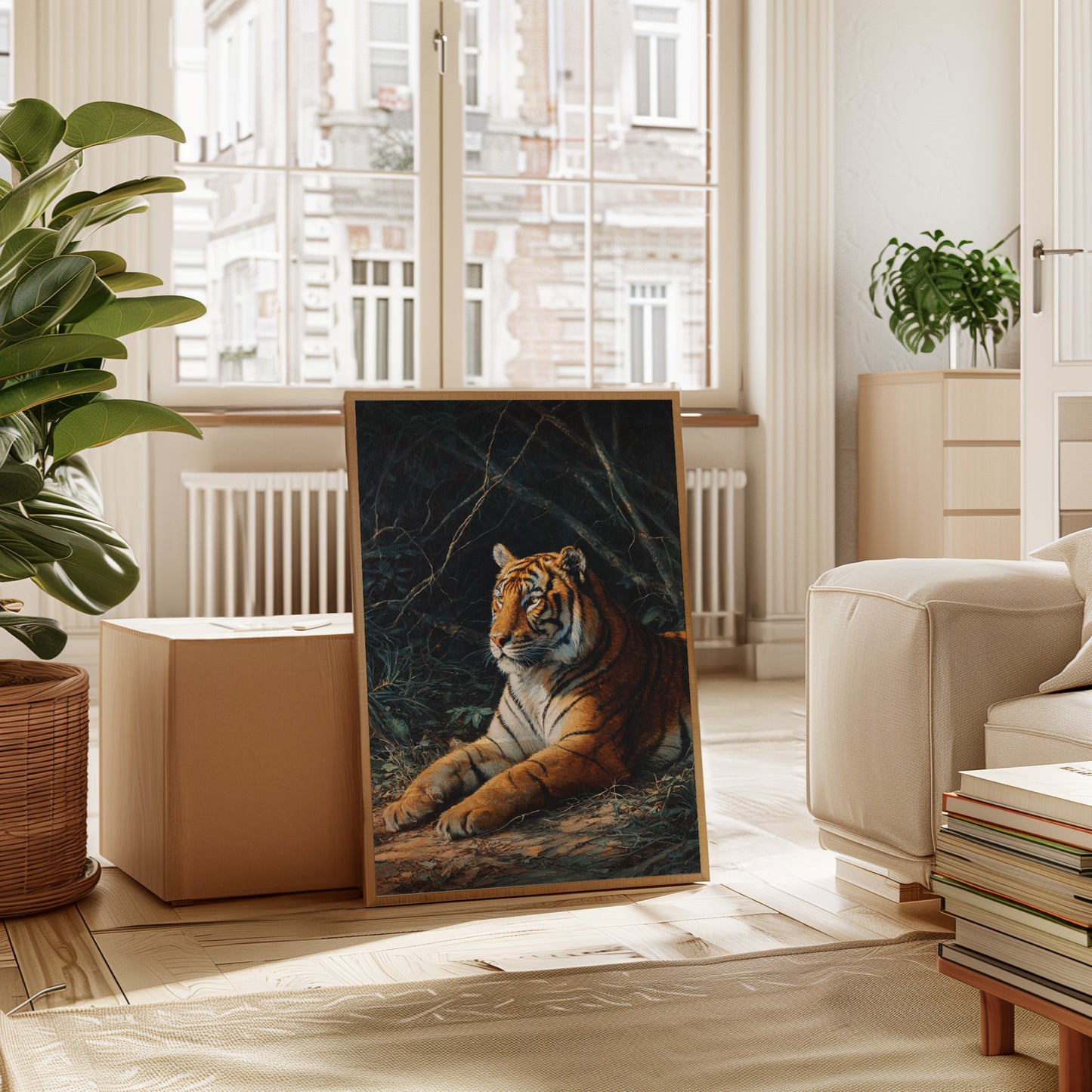 Regal Tiger Against Midnight Marble
