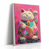 Lucky Cat Blooms In Neon Dreams