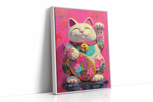 Lucky Cat Blooms In Neon Dreams