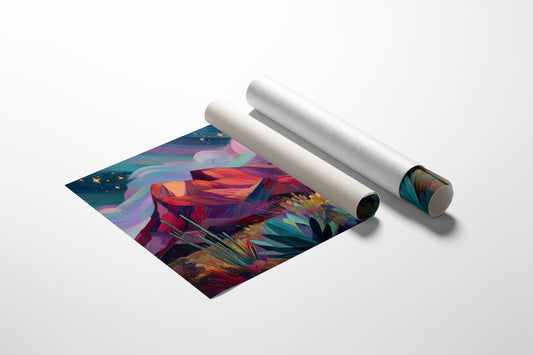 Twilight Blooms Among Desert Peaks