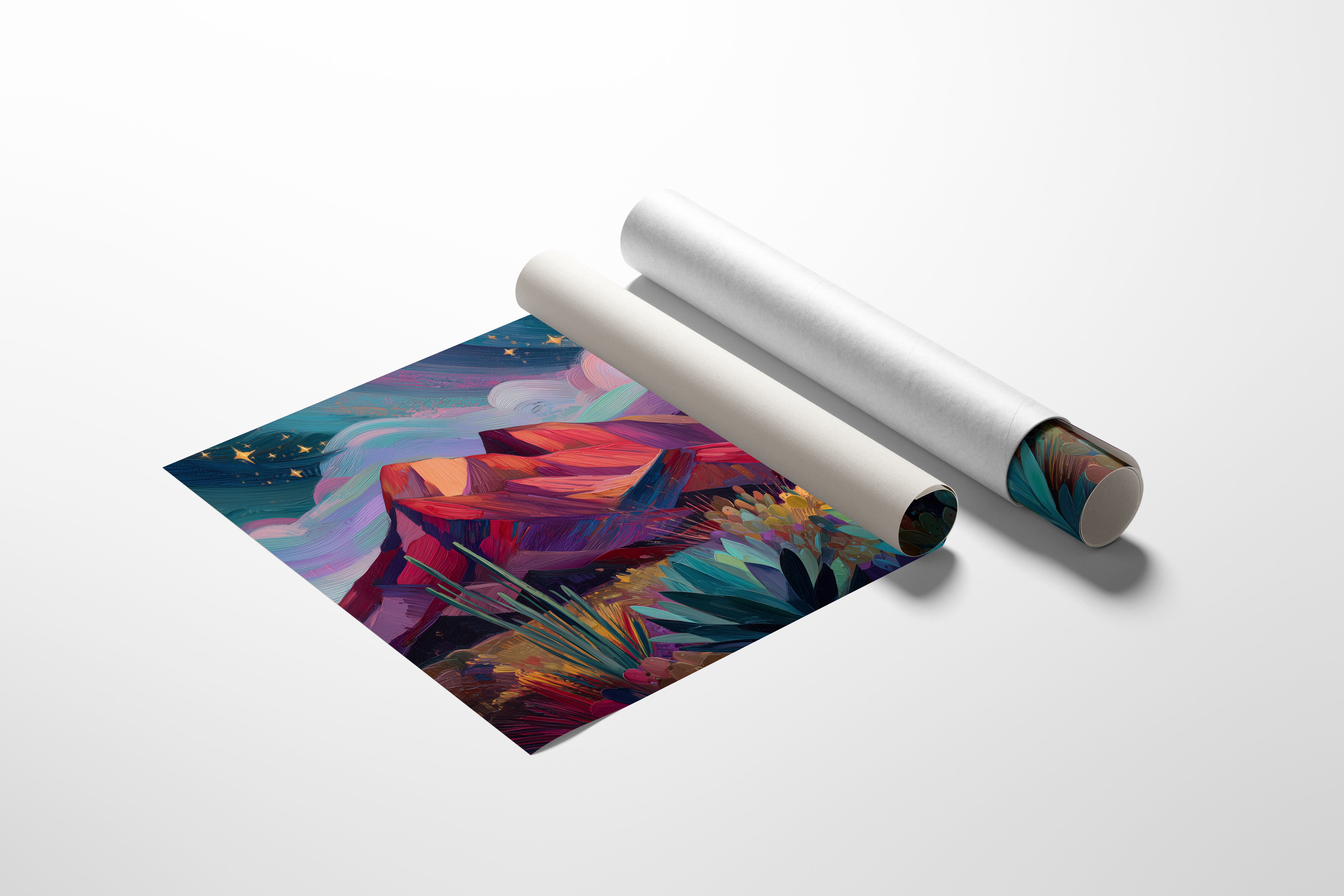 Twilight Blooms Among Desert Peaks