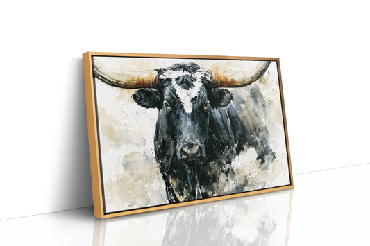 Ink Wash Longhorn Close-Up