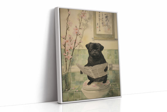 Pug's Morning News And Cherry Blossoms