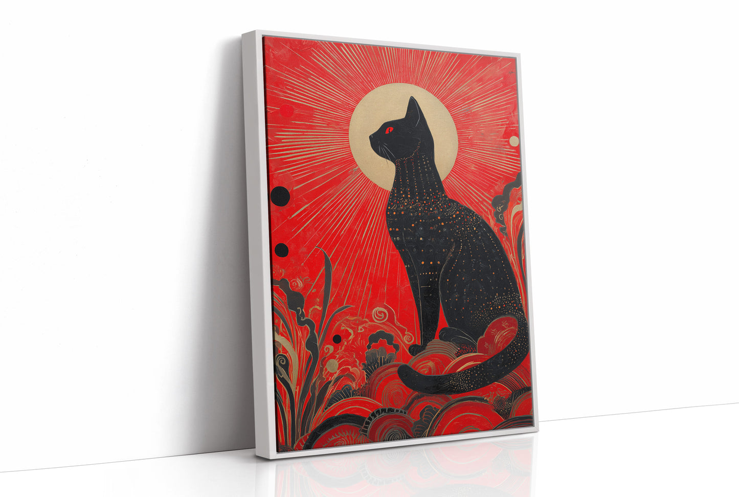 Celestial Cat Guards Crimson Dawn