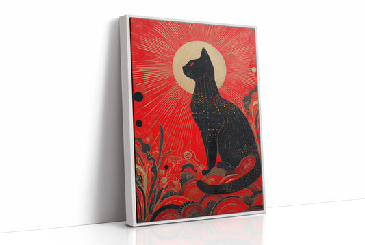 Celestial Cat Guards Crimson Dawn