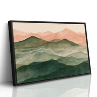 Coral Dawn Over Green Ridges